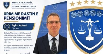 Gjyqtari i Gjkaytës Themelore në Gjilan, Agim Ademi arrin moshën e pensionimit Gjyqtari i Gjkaytës Themelore në Gjilan, Agim Ademi arrin moshën e pensionimit